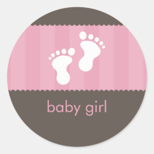 BABY SHOWER STICKER: lycklig fötter 1: Runt Klistermärke