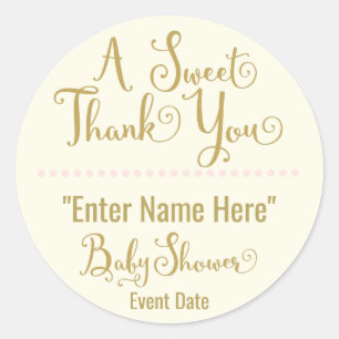 BABY SHOWER STICKER   Söt tack Runt Klistermärke