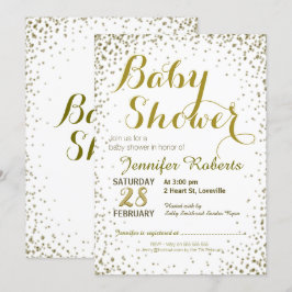 Baby Shower | Stjärnor i Guld Glitter Inbjudningar