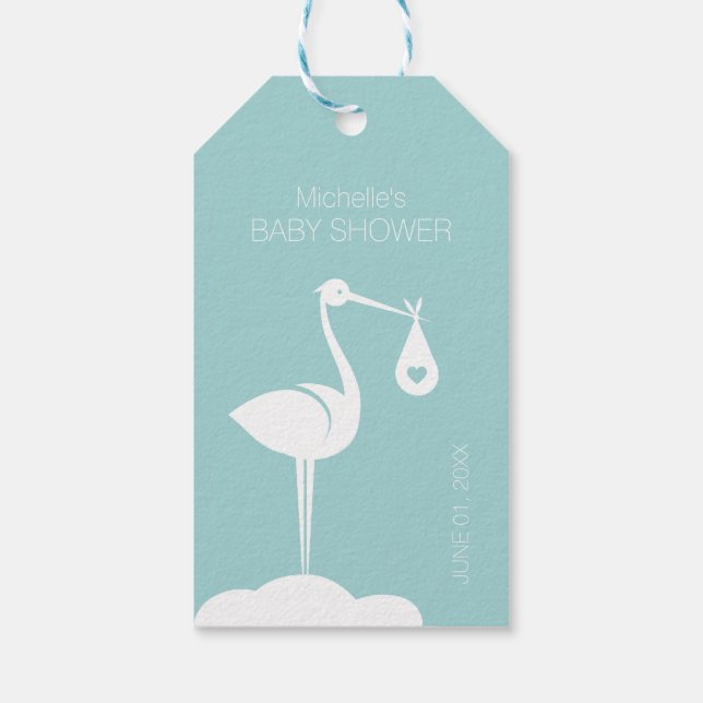 Baby Shower Stork Delivery (Boy) Presentetikett (Baksidan)