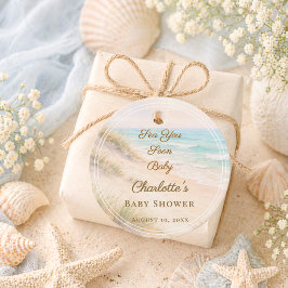 Baby Shower strand kustnära  Ser dig snart Gåvor Etiketter