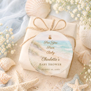 Baby Shower strand kustnära Ser dig snart Gåvor Etiketter