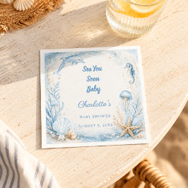 Baby Shower strand sommar Sea You Soon Pappersservett