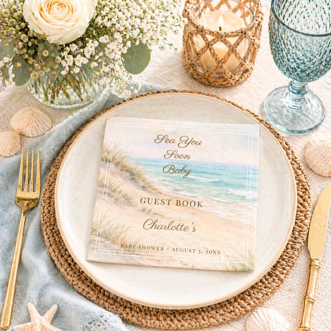 Baby Shower strand sommar Sea You Soon Pappersservett (Skapare uppladdad)