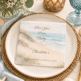 Baby Shower strand sommar Sea You Soon Pappersservett