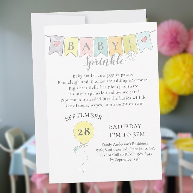 Baby Shower Strö Bröllopsbanner Ballonger & Björn Inbjudningar (Skapare uppladdad)