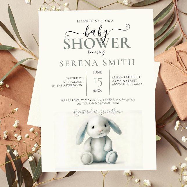 BABY SHOWER, stuffad Bunny Inbjudningar (Skapare uppladdad)