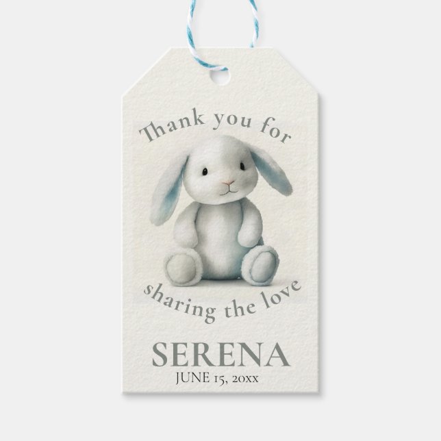 BABY SHOWER, stuffad Bunny Presentetikett (Framsidan)