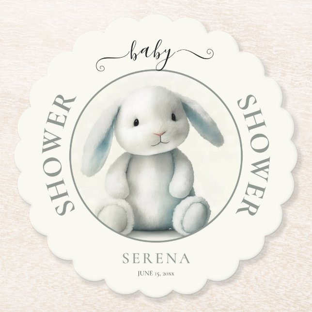 BABY SHOWER, stuffad Bunny Underlägg Papper (Framsida)