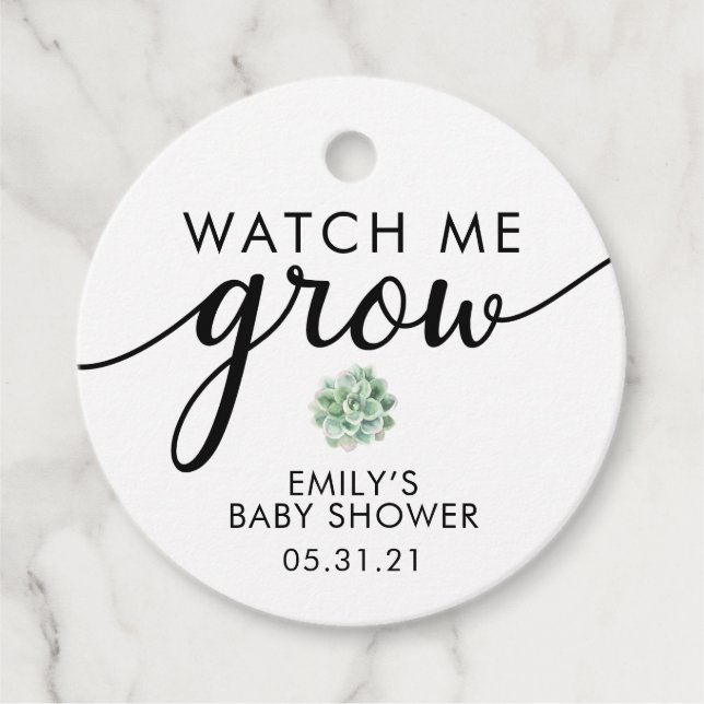 BABY SHOWER-succulenta presentkort Gåvor Etiketter (Framsida)