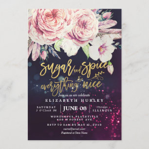 Baby Shower Sugar & Spice & All Nice Blommigt Inbjudningar