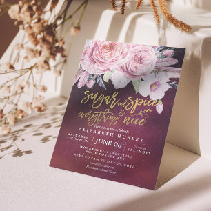 Baby Shower Sugar & Spice & All Nice Blommigt Inbjudningar