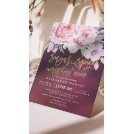 Baby Shower Sugar & Spice & All Nice Blommigt Inbjudningar