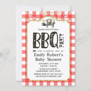 Baby Shower Summer Gris Roast BBQ Party Inbjudningar