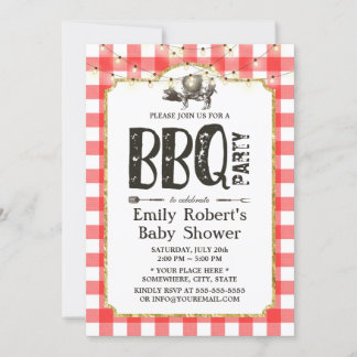 Baby Shower Summer Gris Roast BBQ Party Inbjudningar