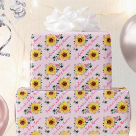 Baby Shower Sunblomma Rosa ros Personlig Namn Presentpapper