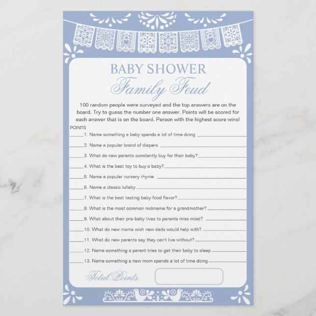 Baby Shower Survey Says Game Card (Framsida)