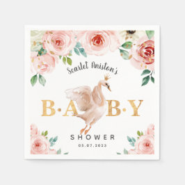 Baby Shower Svan Blommigt Pappersservett