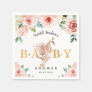 Baby Shower Svan Blommigt Pappersservett