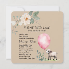 Baby Shower Sweet Little Lamb Rosa Balloon Inbjudningar