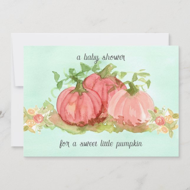 Baby Shower Sweet Little Pumpkin Rosa ros Inbjudningar (Framsida)