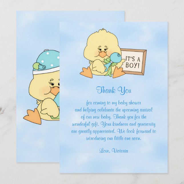 Baby Shower Tack Baby Anka Inbjudningar (Fram/baksida)