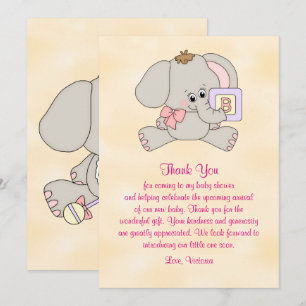 Baby Shower Tack Baby Elephant Inbjudningar