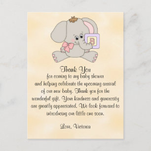 Baby Shower Tack Baby Elephant Vykort