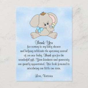 Baby Shower Tack Baby Elephant Vykort