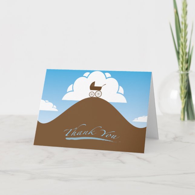 Baby Shower tack, blå Tack Kort (Framsida)