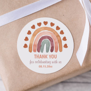 Baby Shower Tack Boho Rainbow Runt Klistermärke