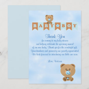 Baby Shower Tack Det är en Boy Pojke Teddy Be Inbjudningar