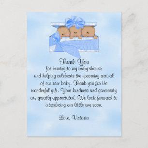 Baby Shower Tack Det är Triplets Boy Ethnic Vykort