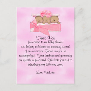 Baby Shower Tack Det är Triplets Girl Ethnic Vykort