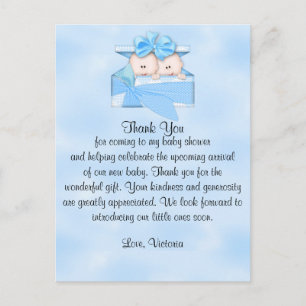 Baby Shower Tack Det är Twillingar Boy Vykort