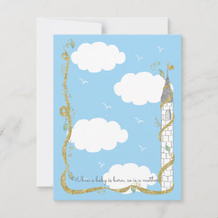 Baby Shower, tack, ditt kort, Guld/Silver-slott Tack Kort
