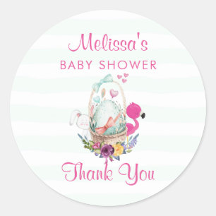 Baby Shower Tack Egg Flamingo & Bunny Runt Klistermärke