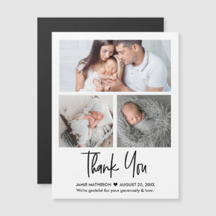 Baby Shower Tack för 3 Foto Collage Minne Magnetisk Inbjudningskort