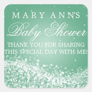 Baby Shower Tack för att du sparkling Wave Mint Fyrkantigt Klistermärke