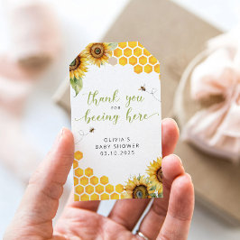 Baby Shower Tack för honungsbin Blommigt Presentetikett