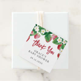 Baby Shower Tack för sommarjordgubbsbabykläder Gåvor Etiketter