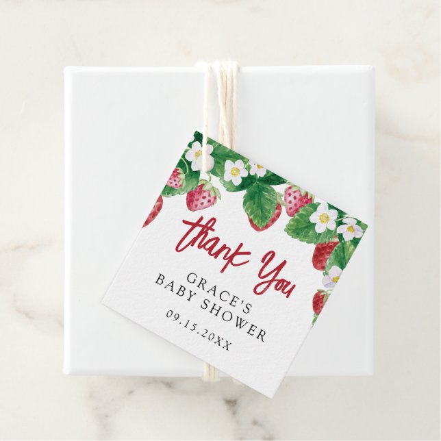 Baby Shower Tack för sommarjordgubbsbabykläder Gåvor Etiketter (På plats)