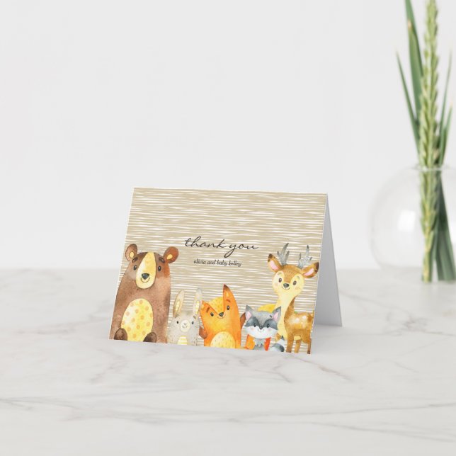 Baby Shower Tack för Woodland Animals Kort (Framsida)
