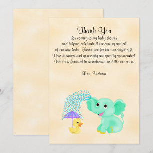 Baby Shower Tack Gender Neutral Elephant Inbjudningar