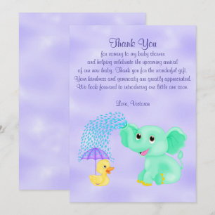 Baby Shower Tack Gender Neutral Elephant Inbjudningar