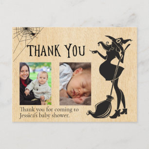 Baby Shower Tack Häxa Halloween Foto Vykort