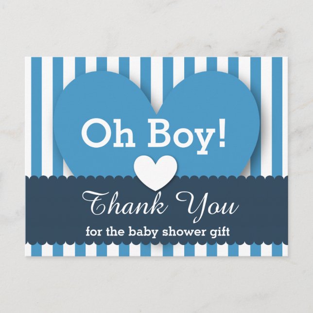 BABY SHOWER TACK Hearts Rand V05 BLUE Vykort (Framsida)