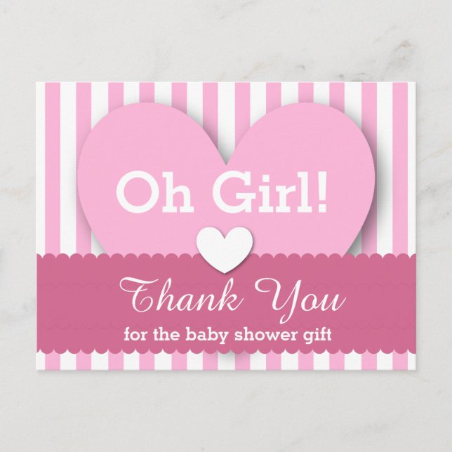 BABY SHOWER TACK Hearts Rand V06 ROSA Vykort (Framsida)