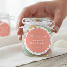 Baby Shower Tack Kort Blommig Hjärtform Runt Klistermärke