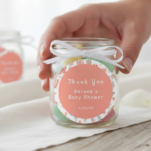 Baby Shower Tack Kort Blommig Hjärtform Runt Klistermärke